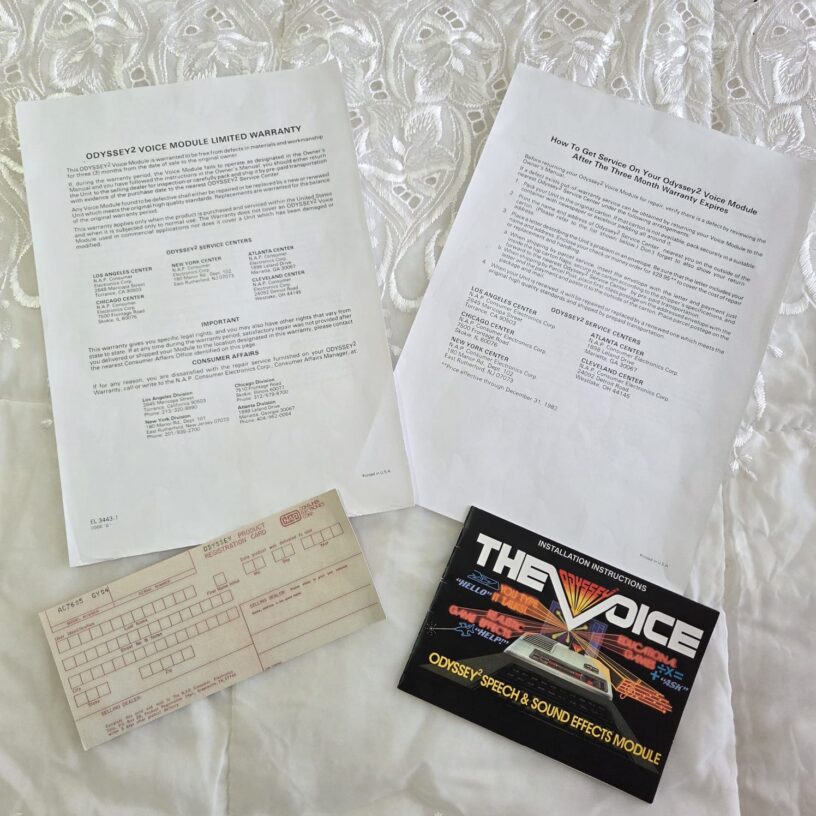 Philips / MAGNAVOX Odyssey - The Voice - KIT Installation Instructions, Registration Card e Garantia
