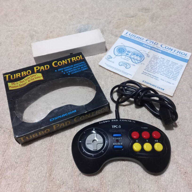 Joystick Dynacom Turbo Pad Control TPC-3 c/ Caixa, Berço e Manual ORIGINAIS